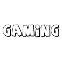 the word gaming on a black background